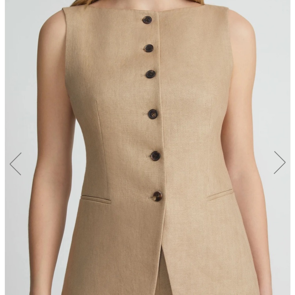 Lafayette 148 Linen Cutaway Vest - Picture 3 of 4